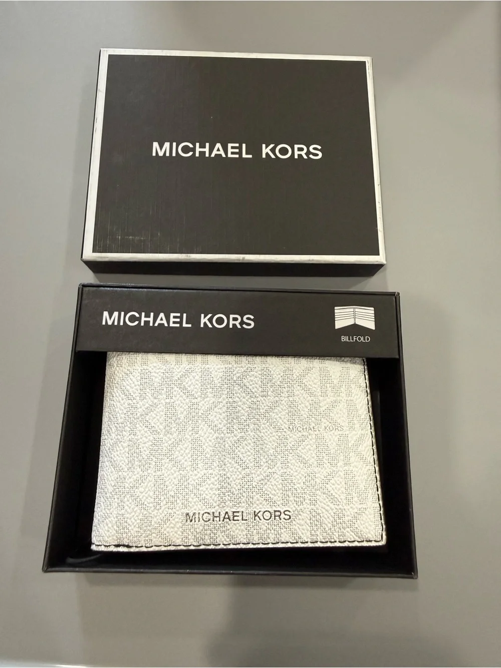 Michael Kors Men's White Monogram Money Clip Wallet